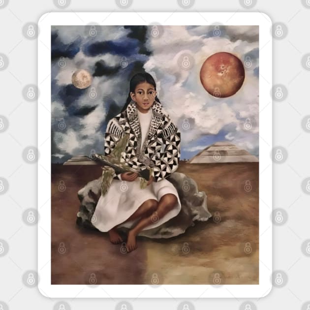 Portrait of Lucha Maria a Girl from Tehuacan by Frida Kahlo Sticker by FridaBubble